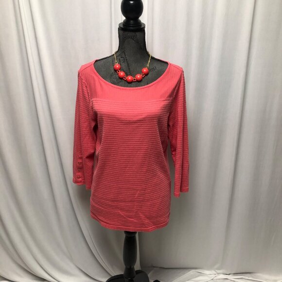 Talbots Top Womens Size Medium Rose Pink Cotton Round Neck Pullover Shirt - Picture 1 of 6